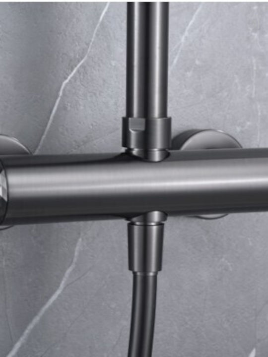 Imex Ρυθμιζόμενη Στήλη Ντουζ με Μπαταρία 88-124 cm Γκρι