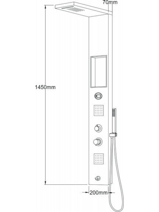 Inter Ceramic ICSH 3851 Στήλη Υδρομασάζ Ασημί
