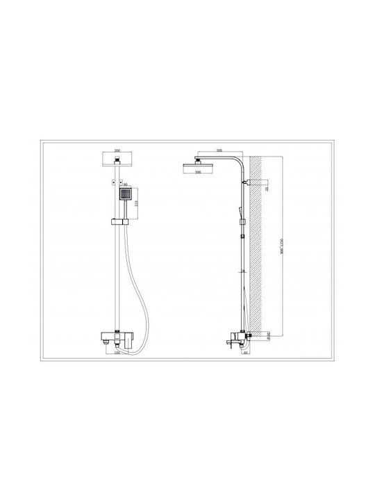 Inter Ceramic Ρυθμιζόμενη Στήλη Ντουζ με Μπαταρία 120cm