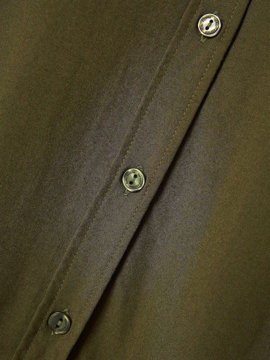 Kurzärmelig Damen Hemd Khaki Monochrom