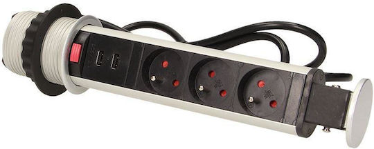 Orno Захранваща лента 4 Позиции с 2 USB-A и Кабел 1.8м Сребрист