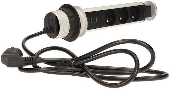 Orno Захранваща лента 4 Позиции с 2 USB-A и Кабел 1.8м Сребрист