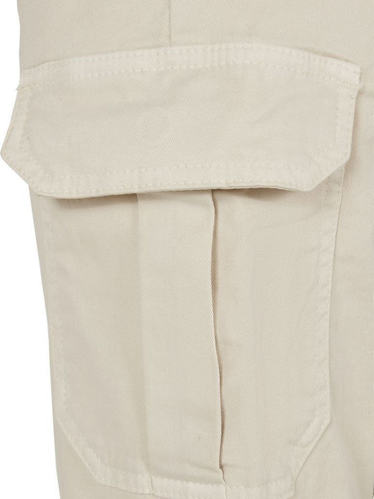 Women's High-waisted Fabric Cargo Trousers White Sand