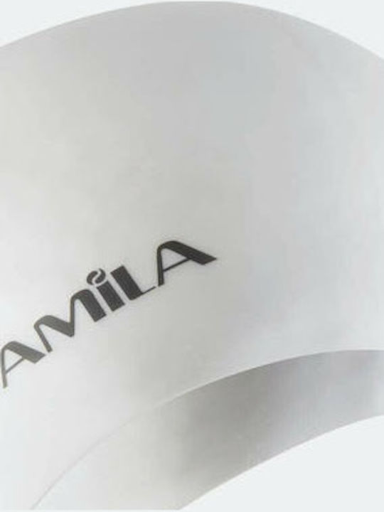 AMILA Silicone Adults Swimming Cap White
