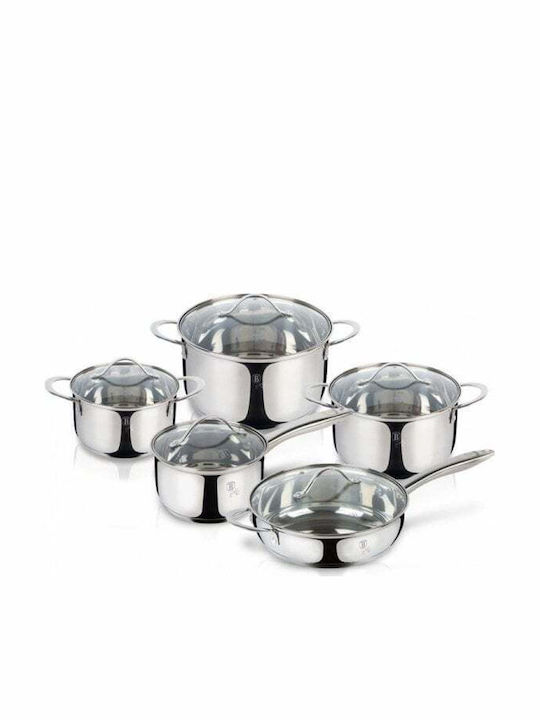 Berlinger Haus Silver Jewellery Collection Cookware Set of Stainless Steel with No Coating Silver 10pcs