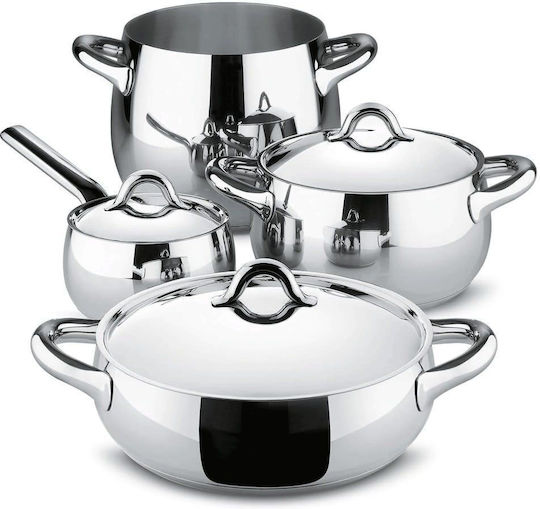 Alessi Mami Kochgeschirr-Set aus Rostfreiem Stahl Silber 4-tlg