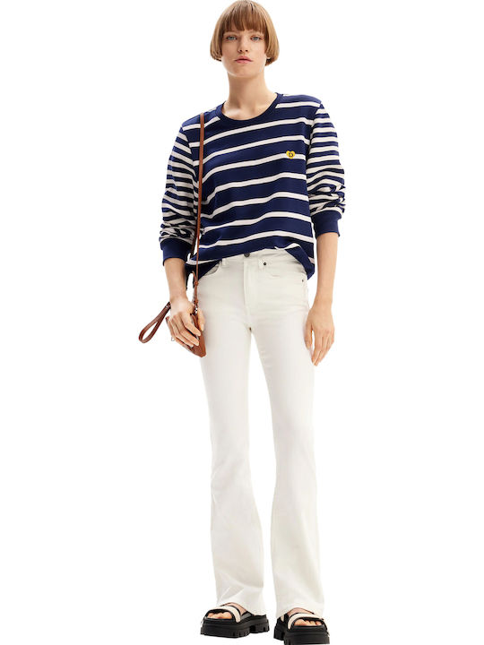 Ohio Women's Jean Trousers Flared Push Up White
