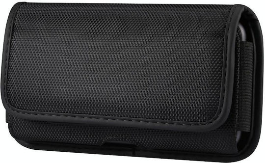 Langlebige Oxford-Stoff Horizontal Platte Hängende Taille Handy Gürteltasche Lederhülle Kartenfach Geeignet für 5.5-6.7 Zoll Smartphones Schwarz