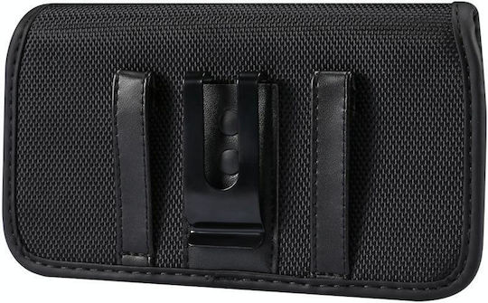 Langlebige Oxford-Stoff Horizontal Platte Hängende Taille Handy Gürteltasche Lederhülle Kartenfach Geeignet für 5.5-6.7 Zoll Smartphones Schwarz