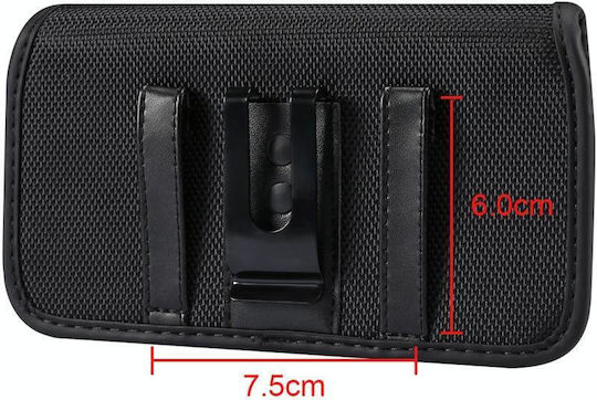 Langlebige Oxford-Stoff Horizontal Platte Hängende Taille Handy Gürteltasche Lederhülle Kartenfach Geeignet für 5.5-6.7 Zoll Smartphones Schwarz