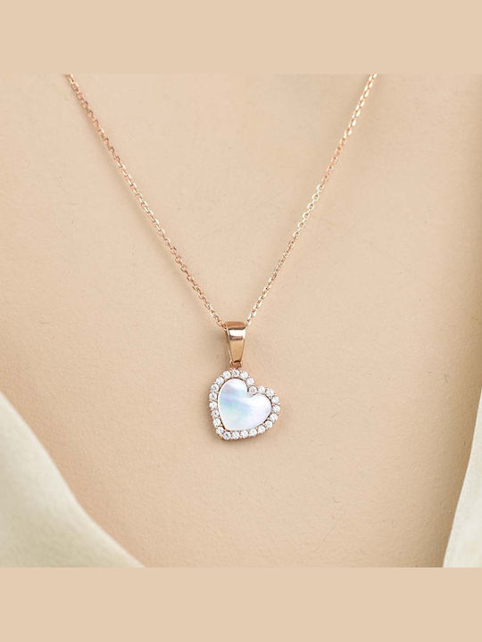 Goldjewels Κολιέ με σχέδιο Καρδιά από Ροζ Χρυσό 14Κ
