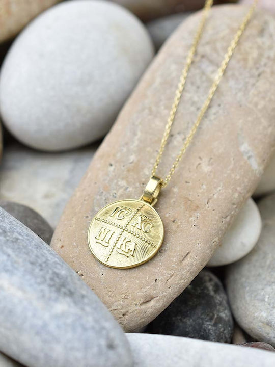 Goldjewels Κολιέ Διπλό Φυλαχτό Ζώδιο Λέων από Χρυσό 14Κ