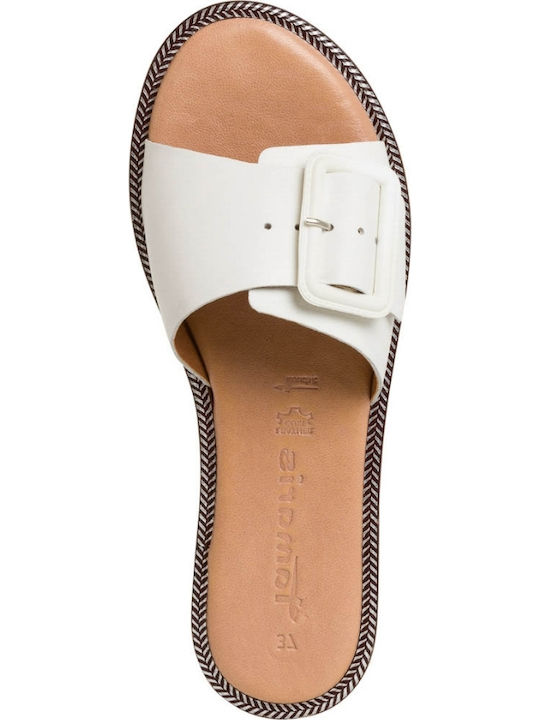 Leather Women's Flat Sandals in White Color