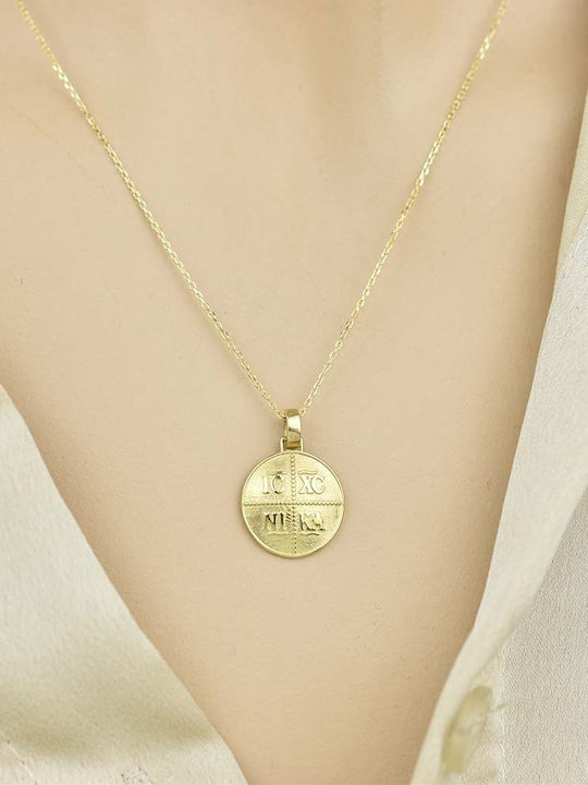 Goldjewels Κολιέ Διπλό Φυλαχτό Ζώδιο Λέων από Χρυσό 14Κ