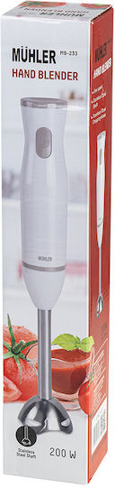 Muhler Hand Blender with Inox Rod 200W White