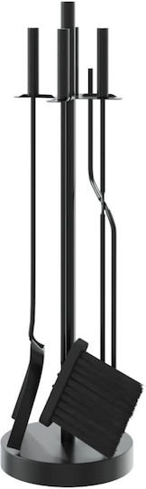 vidaXL Fireplace Tool Set with Stand Holder Black