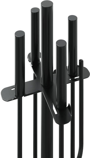 vidaXL Fireplace Tool Set with Stand Holder Black
