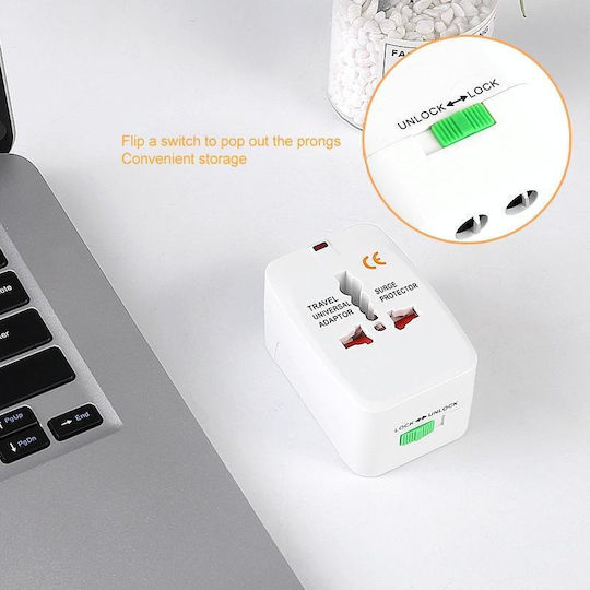 All In 1 EU + AU + UK + US Plug World Universal Travel Socket Adapter White