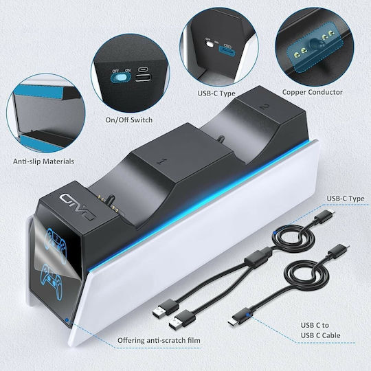 PDP Charger Βάση για 2 χειριστήρια PS5 Λευκή 112548812