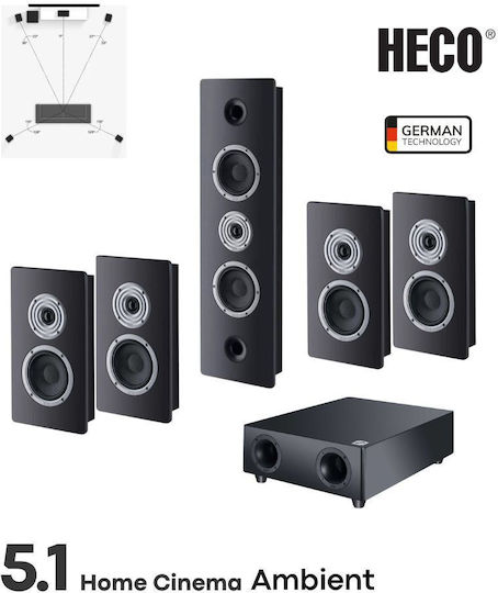 Heco Σετ Ηχείων Home Cinema 5.1 Ambient 5.1 A 80W Black