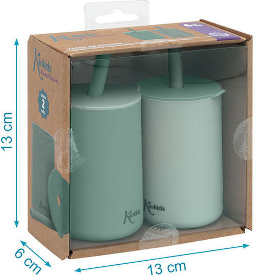 Kiokids Baby Cups made of Silicone Green 2pcs 180ml