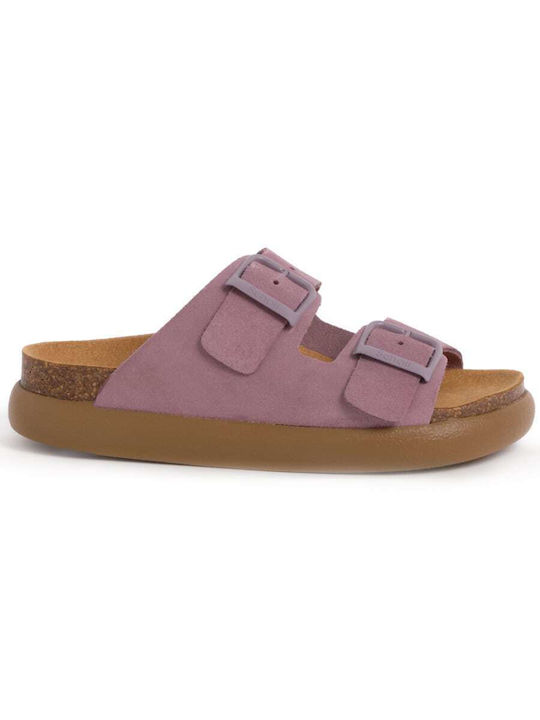 Noelle Chunky Leather Women's Flat Sandals Anatomic in Purple Color