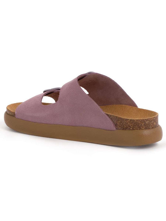 Noelle Chunky Leather Women's Flat Sandals Anatomic in Purple Color