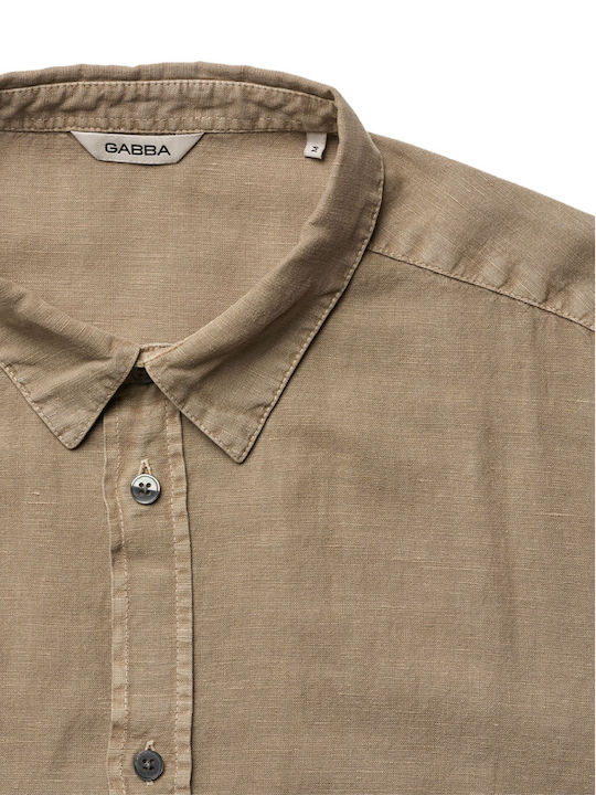 Short-sleeved Linen Shirt Beige