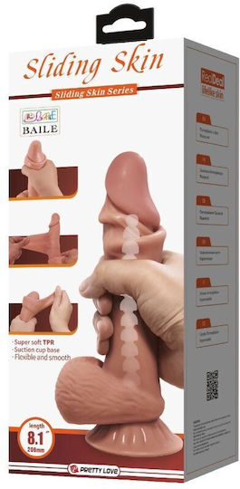 Pretty Love Sliding Skin Series Realistic Dildo Sliding Brown Skin Suction Cup 21.8 Cm