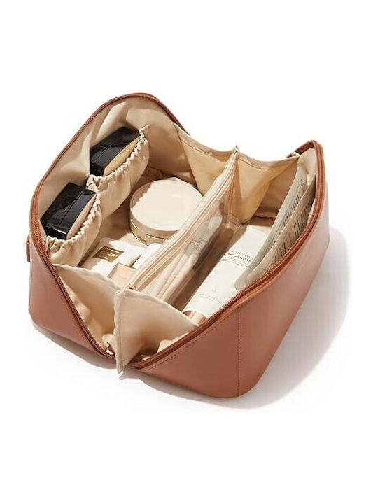 Aj Reise-Makeup-Tasche Nesserts Tasche Fitting Cosmetic Separatoren braun