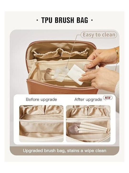Aj Travel Makeup Bag Νεσεσέρ Τοποθέτηση Καλλυντικών Διαχωριστικά Brown