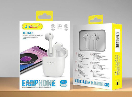 Andowl Q-BA5 In-ear Bluetooth Handsfree Căști cu Carcasă de Încărcare Alb