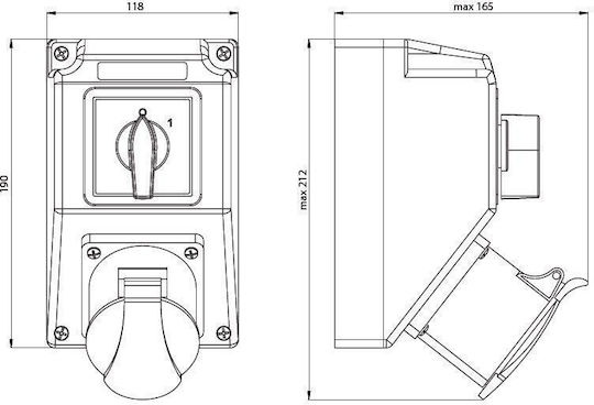 Spamel Tetrapolar Plug de alimentare de comutare 400V 32A