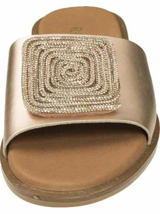 Leather Women's Flat Sandals Bronze