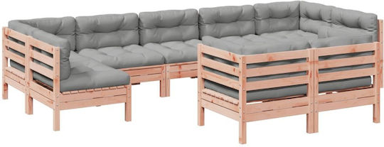 Garten- und Outdoor-Möbelsets Wohnzimmer Typsatz 9 Stück Grau mit Kissen