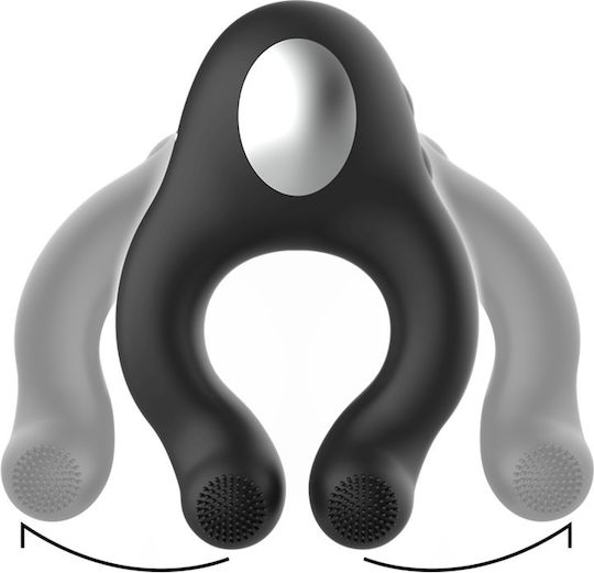 Black&silver Silicone Vibrator Ring 3 Motors Rechargeable Black