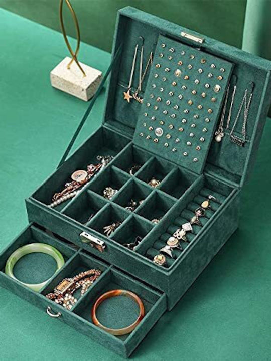 Metallic Green Jewellery Box 23x17x10cm