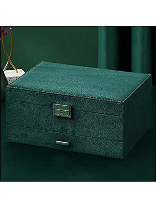 Metallic Green Jewellery Box 23x17x10cm