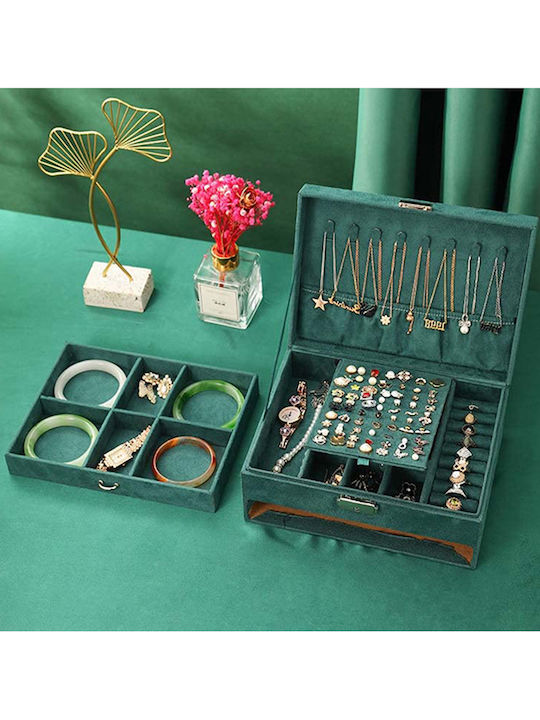 Metallic Green Jewellery Box 23x17x10cm