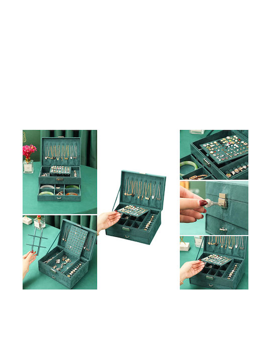 Metallic Green Jewellery Box 23x17x10cm