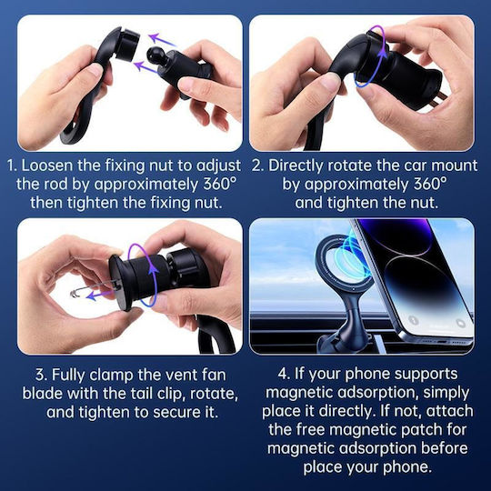 Rock Suport Auto pentru Telefon cu magnet Neagră