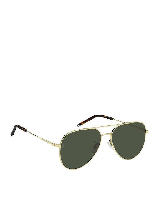 Tommy Hilfiger Men's Sunglasses with Gold Metal Frame and Green Lens TH2111/GS J5G/QT