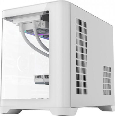 1STPLAYER UV6 Gaming Mini Tower Computer Case with Window Panel White