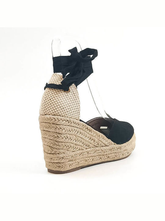 Летни дамски платформи в стил еспадрили Black Beige