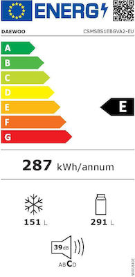 Daewoo Ψυγείο Ντουλάπα Total NoFrost Υ177xΠ90xΒ59εκ. Μαύρο