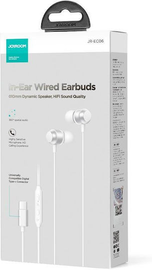 Joyroom Jr-ec06 In-ear Handsfree Ακουστικά με Βύσμα USB-C Λευκό