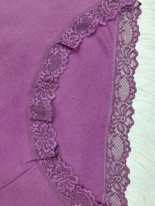 Βαμβακερά Γυναικεία Slip 3Pack με Δαντέλα Navy Blue/Beige/Purple