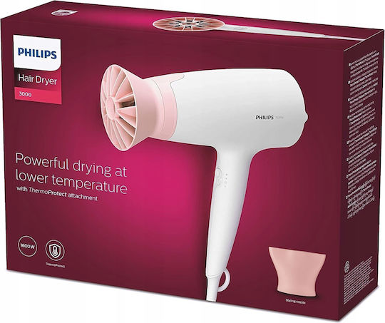 Philips Series 3000 Hair Dryer 1600W White/Pink