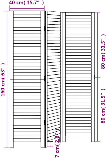 vidaXL Decorative Room Divider Wooden with 3 Panels 105x160cm