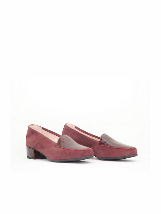 D Chicas Anatomic Suede Burgundy Low Heels